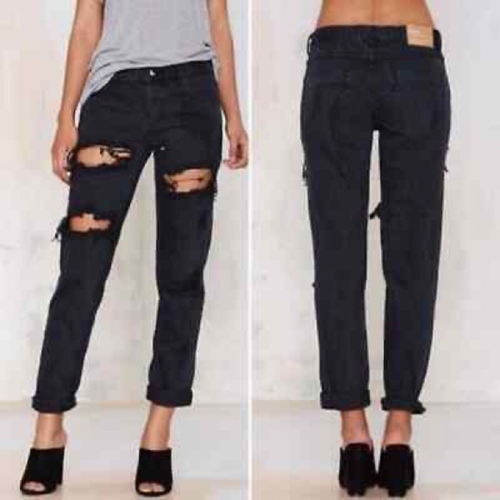 One Teaspoon One Awesome Baggies destroyed faded black denim jeans - Picture 2 of 8